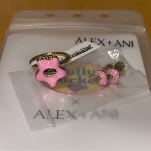 Alex and Ani Polly Pocket Ring and Shell Earrings.